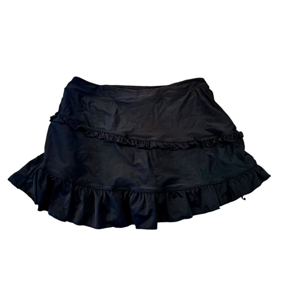St John's Bay Ruffle Skort Swim Skirt Athletic‎ Black Size 16